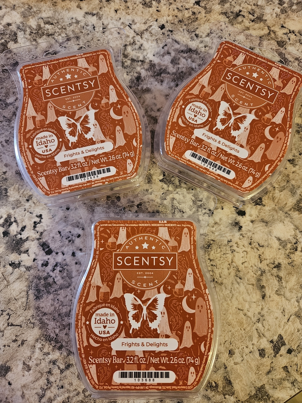 Lot Of 3 Scentsy Frights & Delights Wax Bar - Orange Label